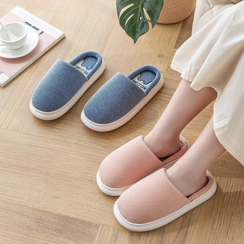 Autumn New Linen Women's Four Seasons Home Indoor Platform Slippers