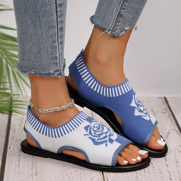 Flat Simplicity Casual Mesh Slip-on Peep Toe Plus Size Sandals