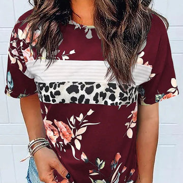 Fashion Print Short Sleeve Top Ladies