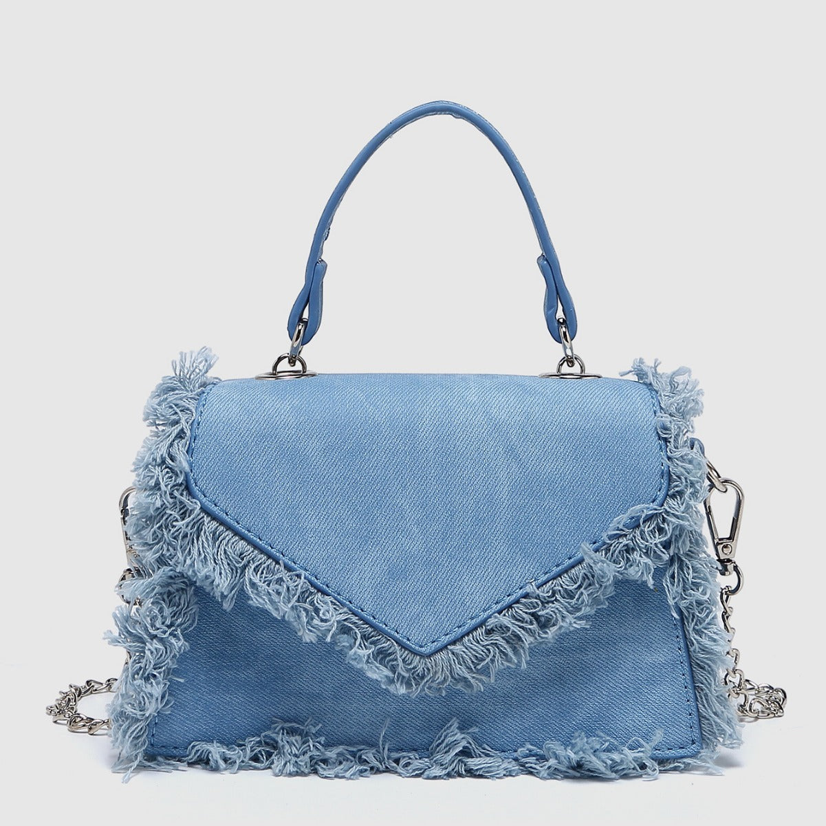 Retro Tassel Bag Denim Blue Mini Crossbody Bag